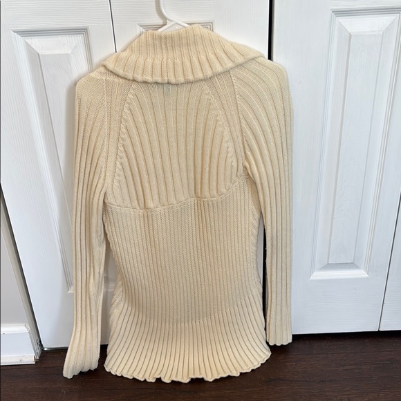 Express Cream Ribbed Cardigan - Picture 3 of 3